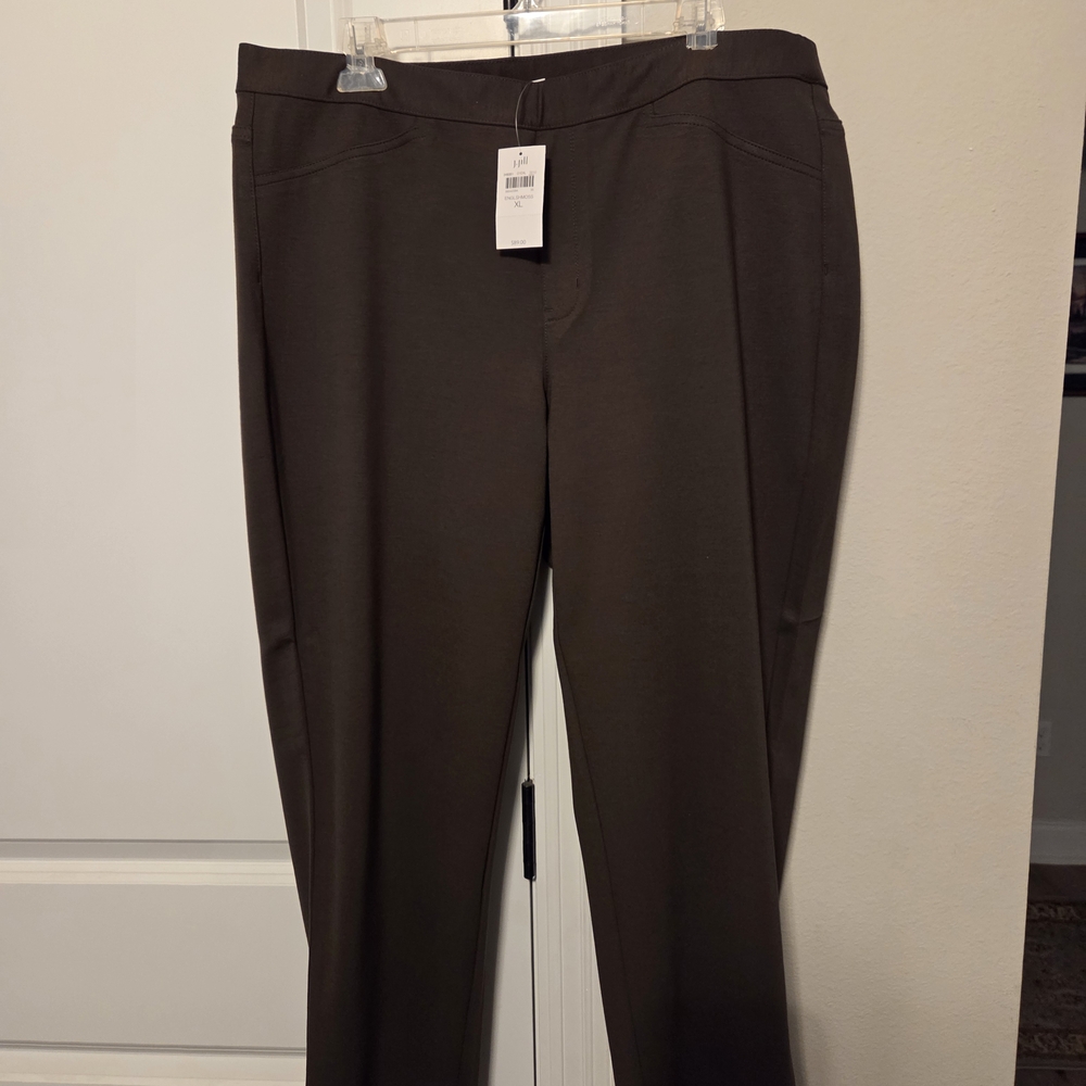 J. Jill English Moss Green/Brown Trousers NWT Size XL